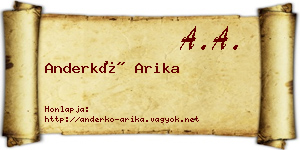 Anderkó Arika névjegykártya